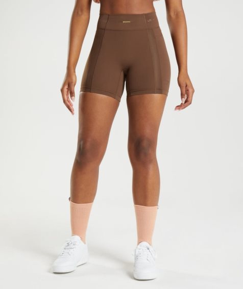 Women's Gymshark Whitney Mesh Shorts Dark Brown | NZ 2UKFQG